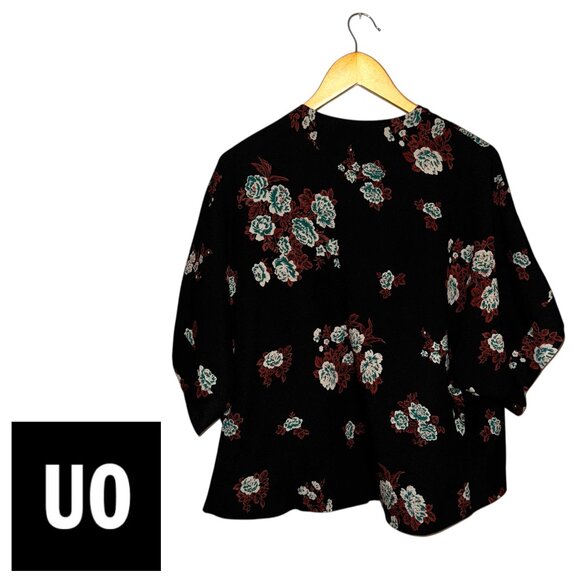 Urban Outfitters Black Floral Kimono Cardigan Cover Up - Picture 2 of 6